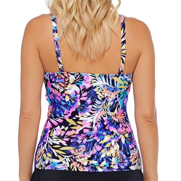 Island Escape tankini top swimwear Tropical-bright details underwire push up 8 - Picture 2 of 11